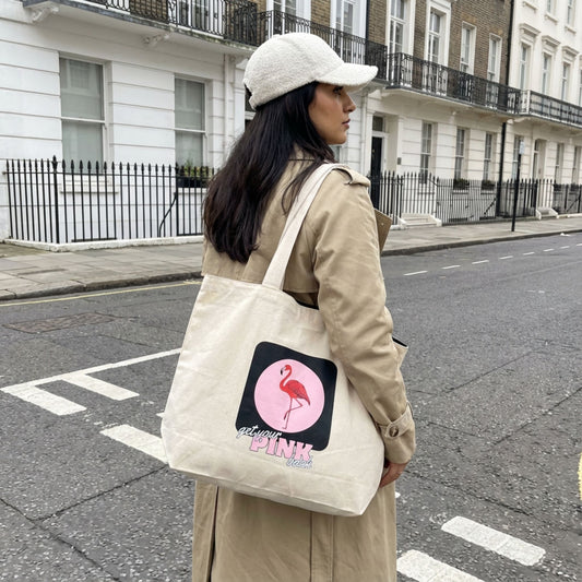 Pink & White Flamingo Tote