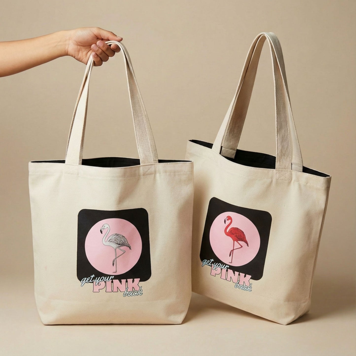 Pink & White Flamingo Tote