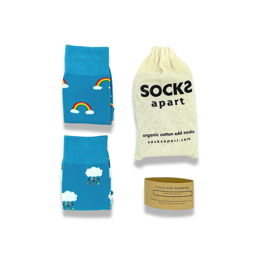 Rainbow socks. Organic cotton socks,, socks apart. socks with pouch