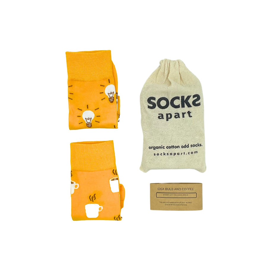 Coffee socks. Organic cotton socks,, socks apart. socks with pouch